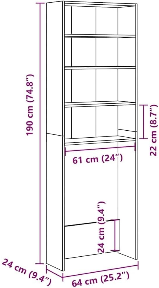 Tall Washing Machine Cabinet Over Toilet Storage Unit Oak Effect Shelving
