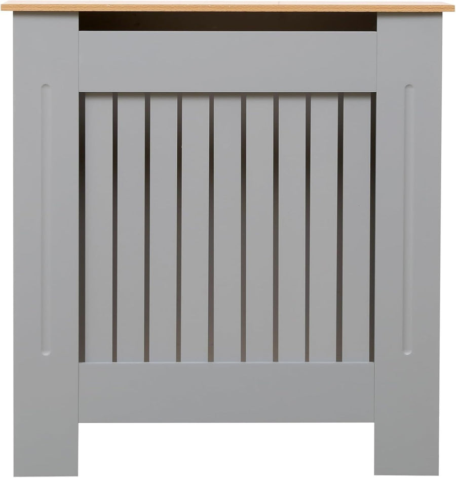 Small Grey Oak Radiator Cover | Modern MDF Vertical Slat Cabinet