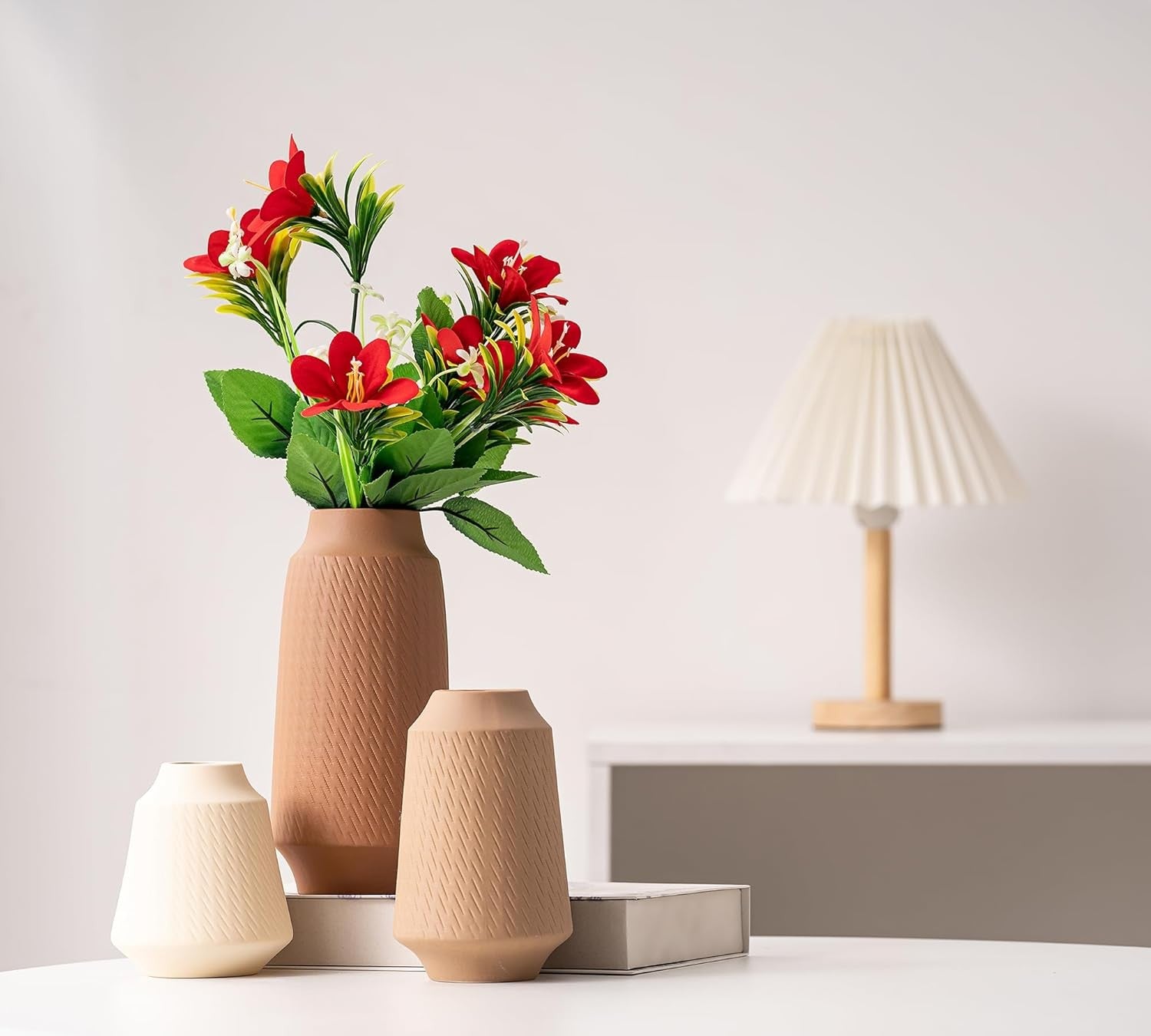 Ceramic Vase Set of 3 Modern Boho Flower Vases Home Office Decor