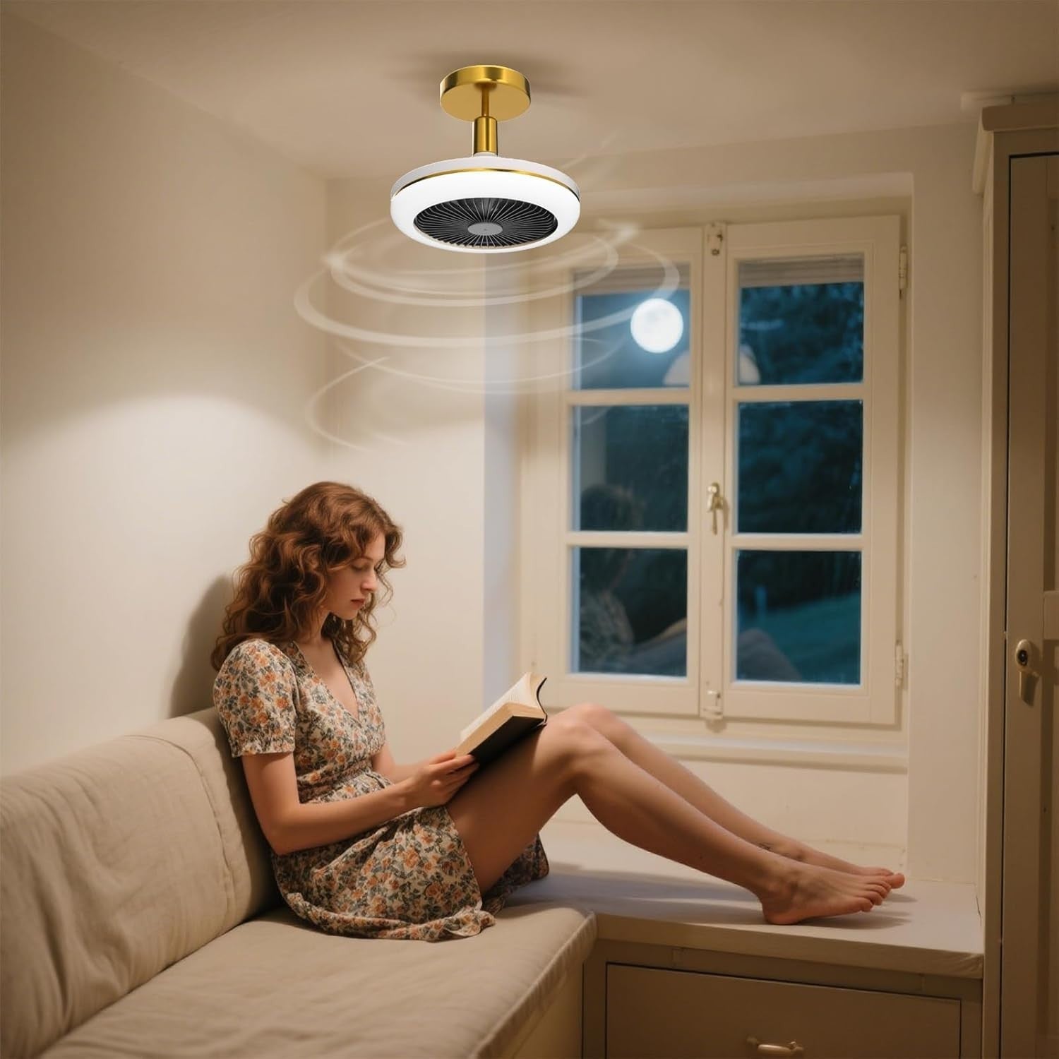 WRMING Smart Ceiling Fan 30W with Light, Grey, Dimmable, Remote, 3 Speeds
