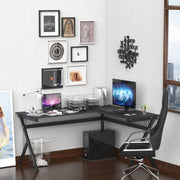 Black L-Shaped Corner Desk with CPU Stand – Gaming & Home Office Workstation