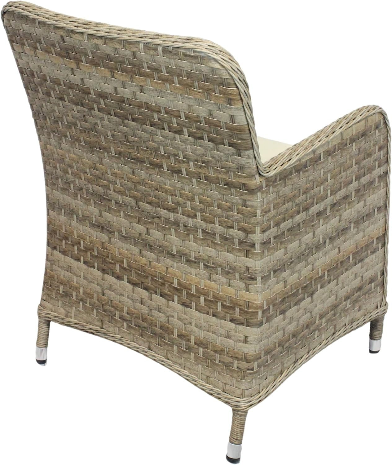 Brown Rattan Tub Armchair With Cushion Outdoor Garden Patio Dining Chair