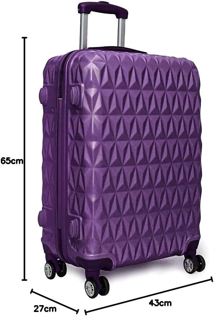 24 Inch Medium Hard Shell Suitcase 4 Dual Spinner Wheels Lock Purple