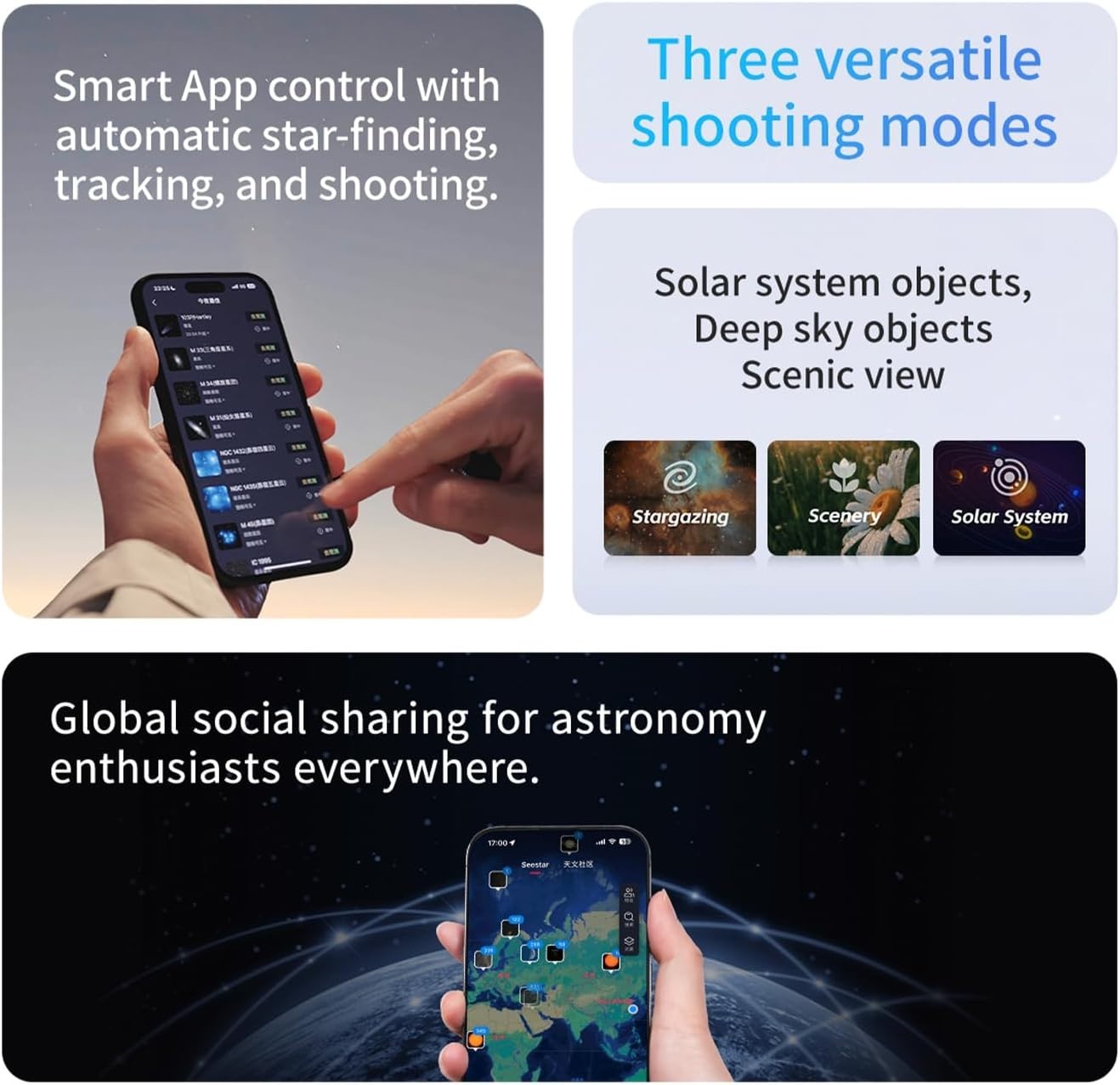 Smart Digital Telescope 30mm 150mm HD Camera Alt-Az GoTo Tracking