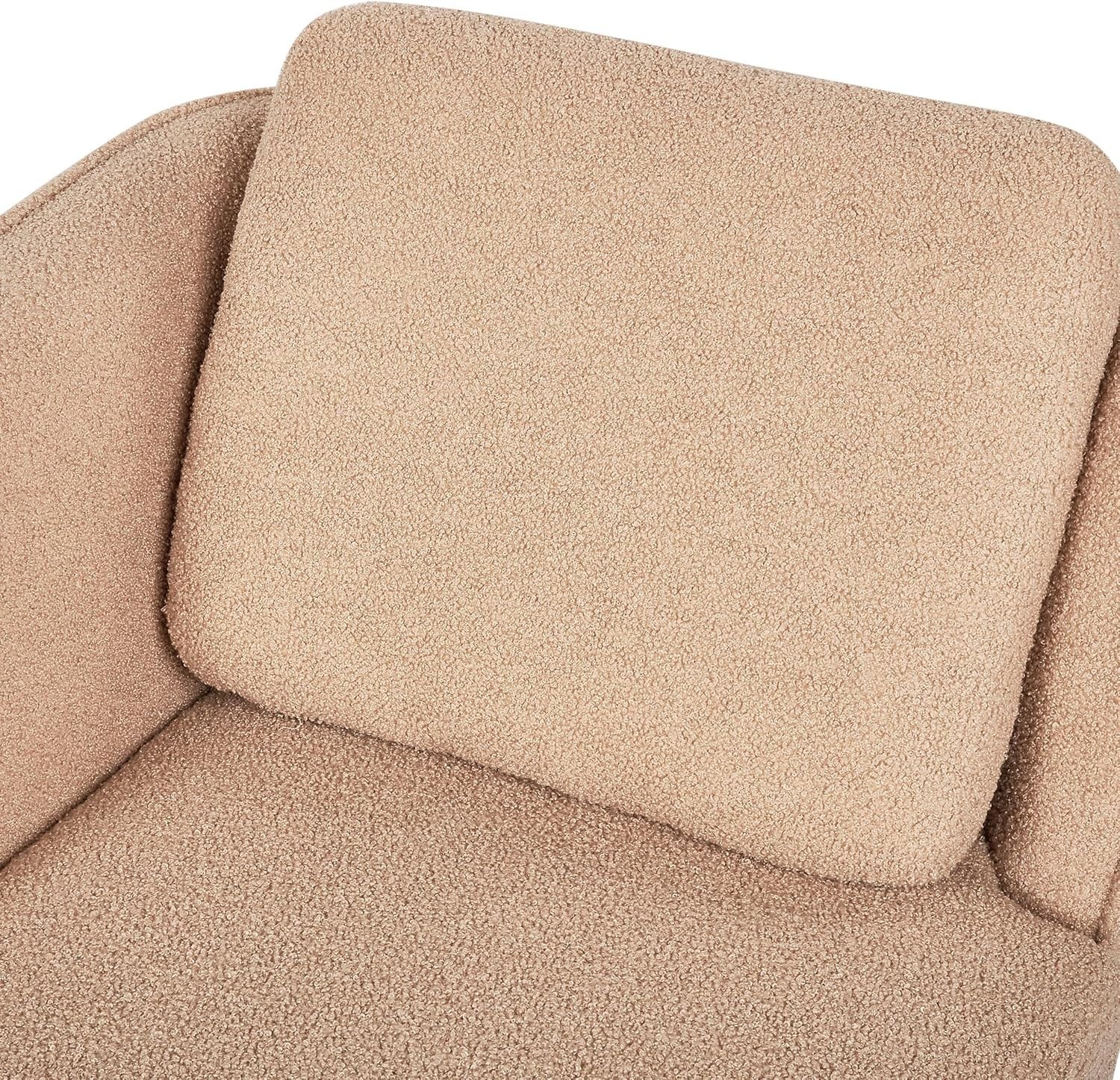 Retro Right Hand Boucle Chaise Lounge Beige Cushioned Sturdy Metal Legs
