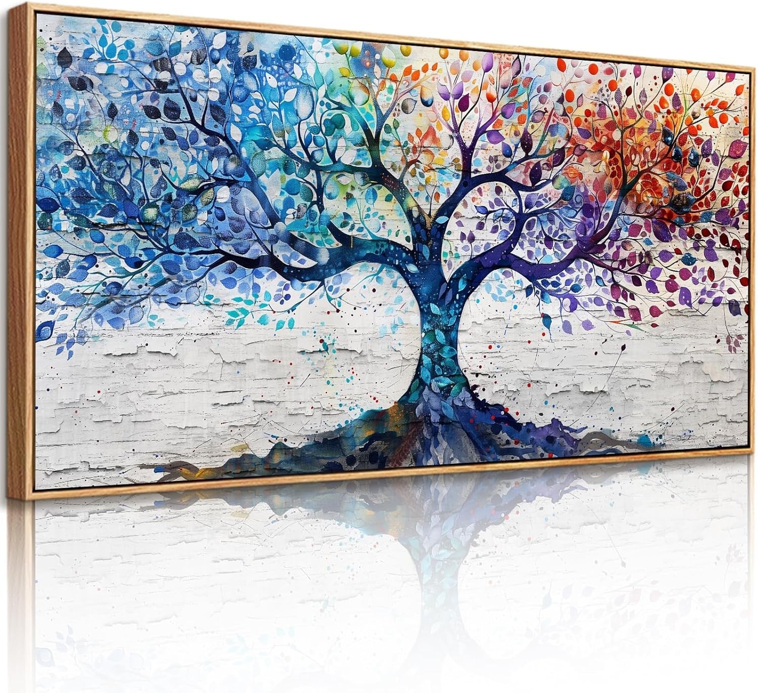 Tree of Life Canvas Wall Art Framed 120x60 cm Colorful Botanical Decor