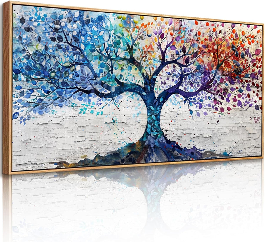 Tree of Life Canvas Wall Art Framed 120x60 cm Colorful Botanical Decor