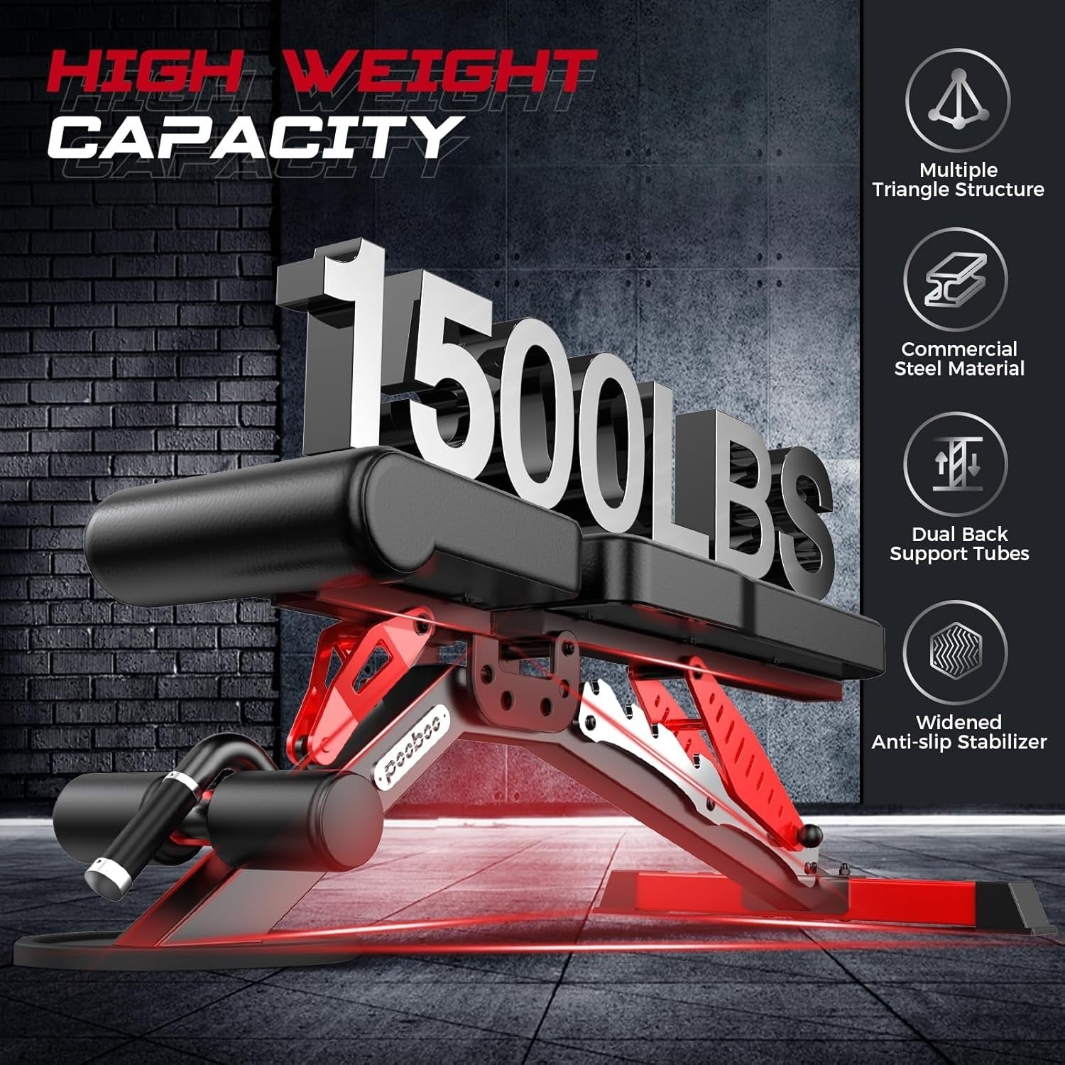Heavy Duty Adjustable Weight Bench 1500lb Foldable Incline Decline