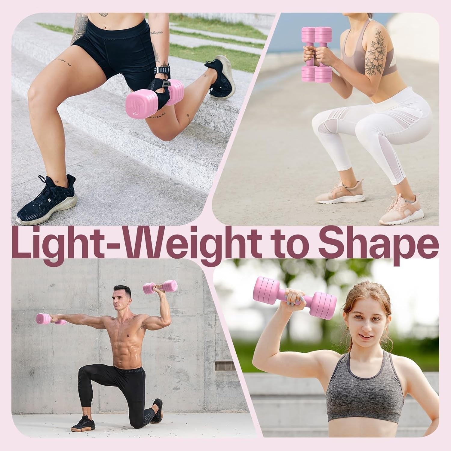 4-in-1 Women’s Adjustable Hand Weights 1–2.5kg Non Slip Fitness Set