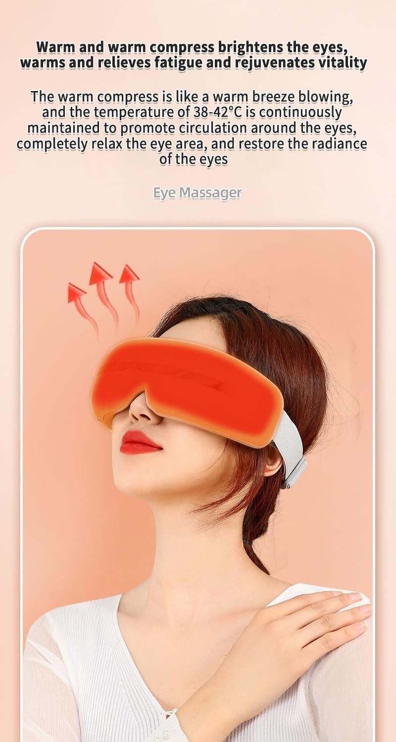 Heated Eye Massager Airbag Kneading Bluetooth Vibration Migraine Relief