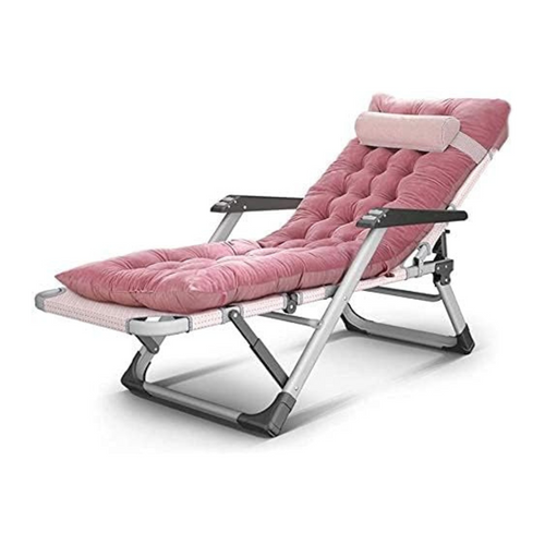 Heavy Duty Pink Folding Recliner Chair Padded Sun Lounger for Garden Patio
