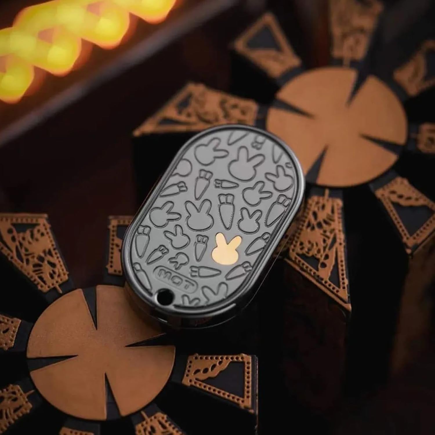 Black Metal Rabbit Fidget Slider EDC Stress Relief Clicker