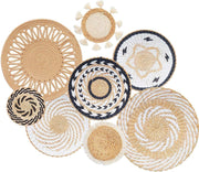 8-Pc Boho Wall Rattan Decor Handmade Rattan Woven Rustic Set