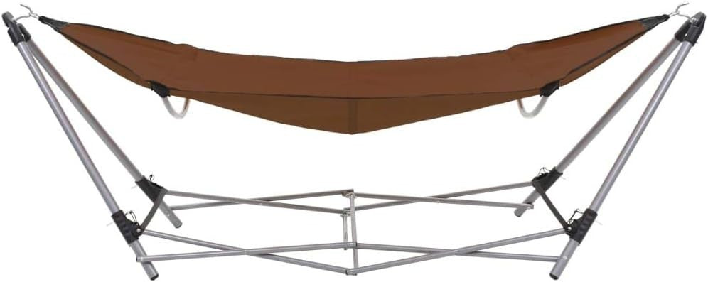 Portable Folding Garden Hammock with Stand – Brown 600D Oxford Fabric Relaxer