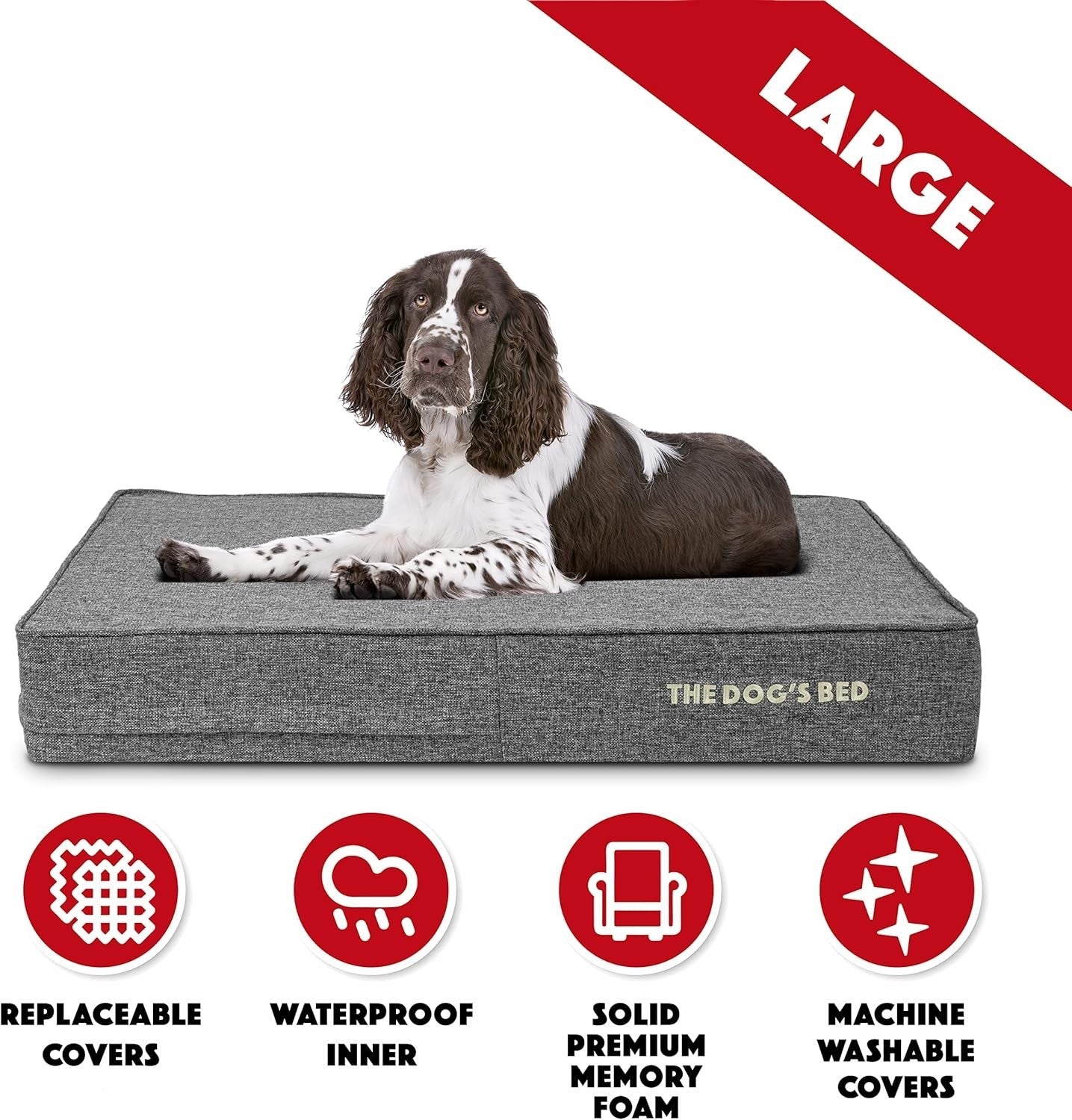 Large Orthopedic Memory Foam Dog Bed 101x64x15cm Linen