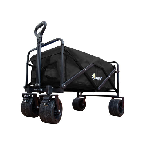 Heavy-Duty Foldable Utility Wagon Cart | 150KG All-Terrain Trolley Black
