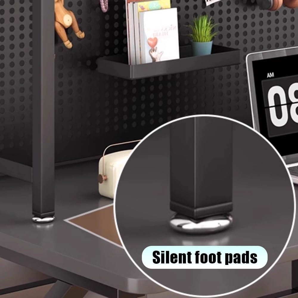 2-Tier Desktop Bookshelf Monitor Stand w/ Punchboard | Black Metal Shelf 75cm