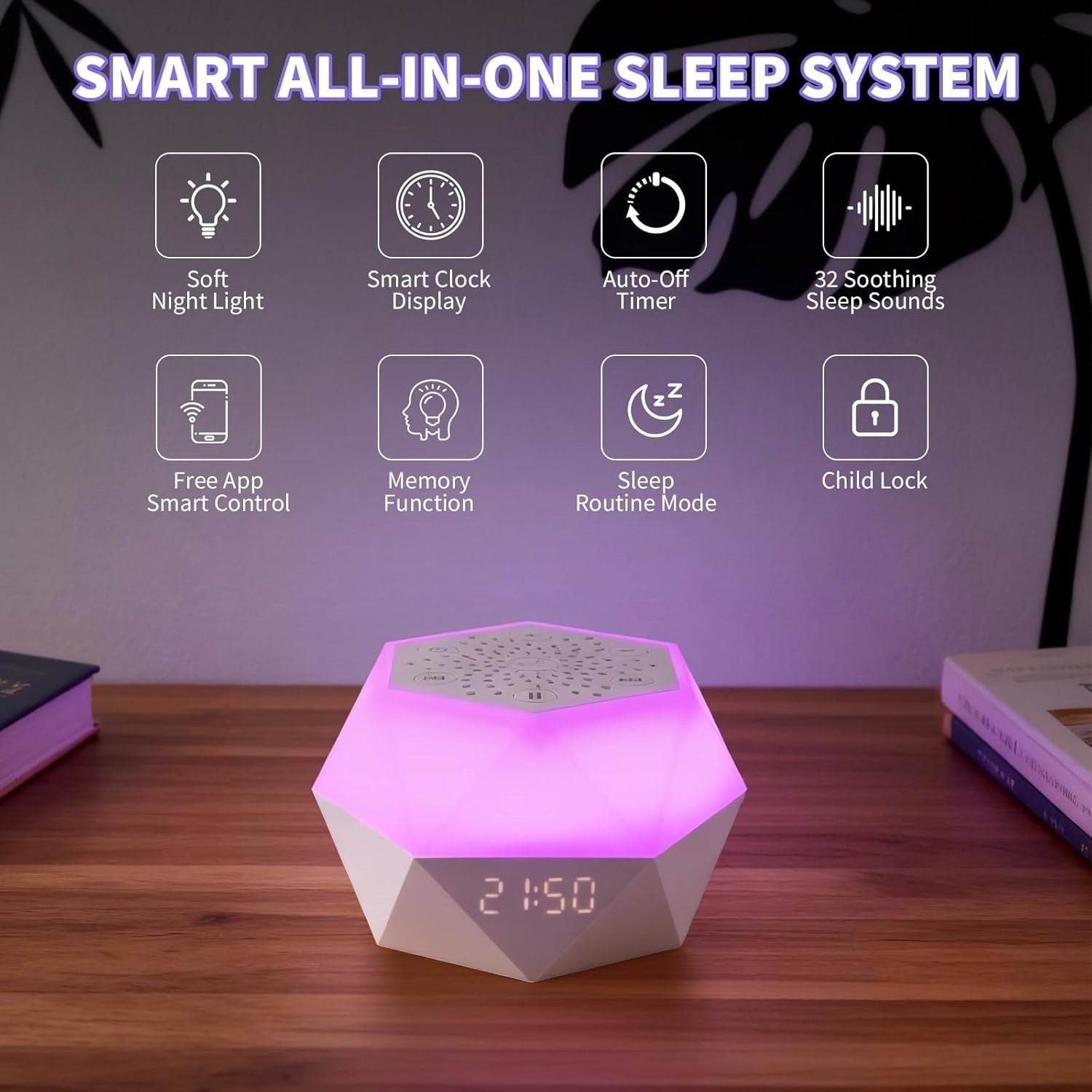 White Noise Machine with Light & App Control – 32 Soothing Sounds for Sleep