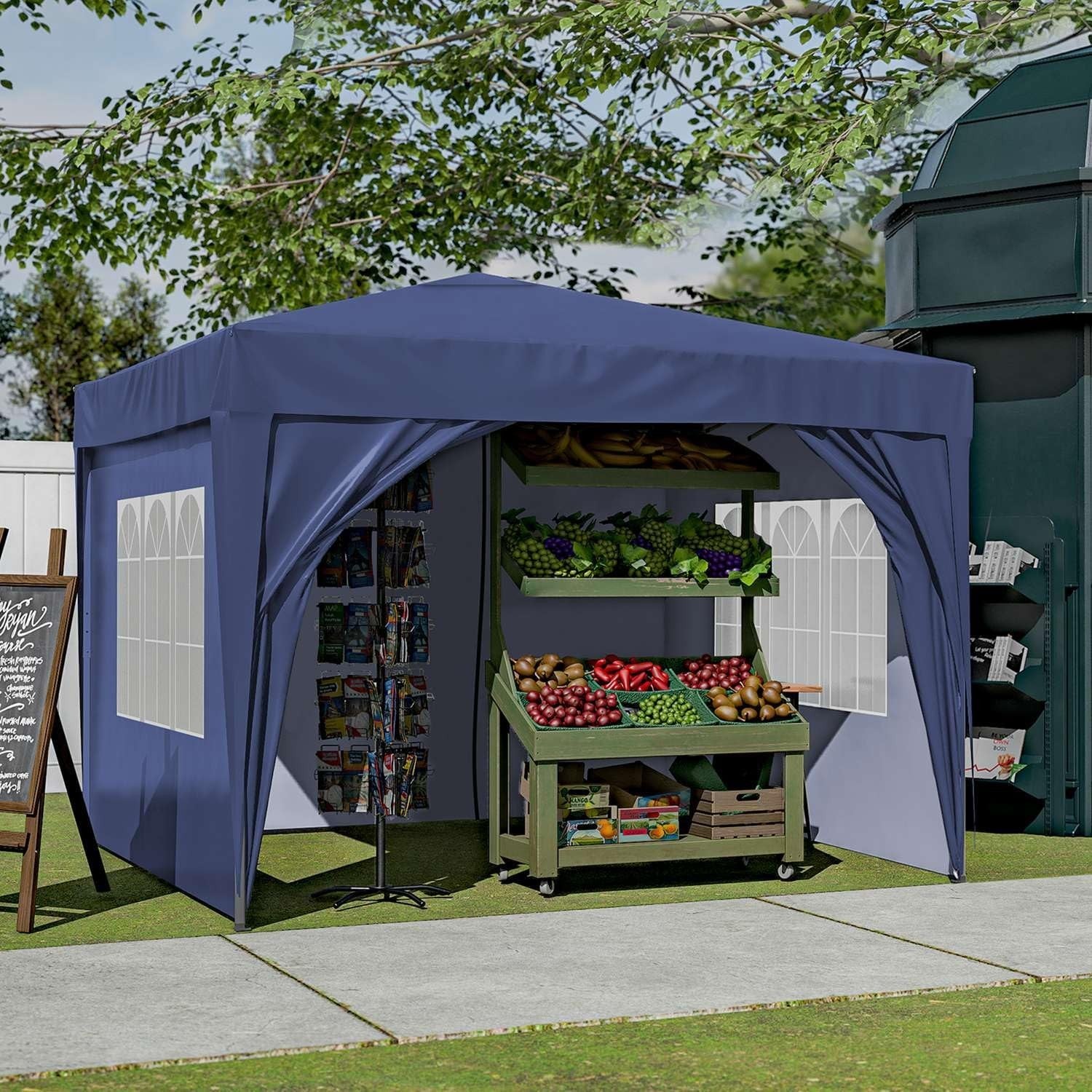 3x3M Pop Up Gazebo With Sides Waterproof Garden Party Tent Black Outdoor