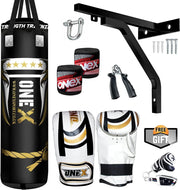 4ft Filled Boxing Punch Bag Youth Training Kit Gloves Bracket MMA