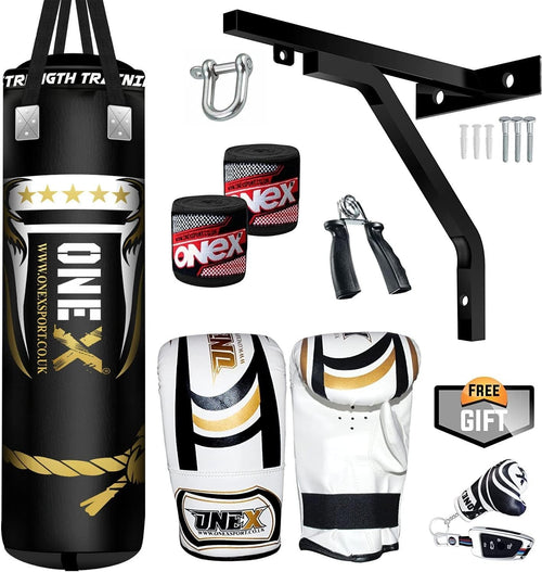 4ft Filled Boxing Punch Bag Youth Training Kit Gloves Bracket MMA