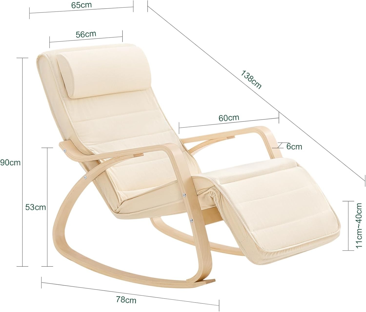 Rocking Recliner Chair w/ Footrest & Headrest – Adjustable, Cushioned Comfort