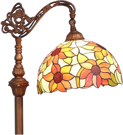Tiffany Style Stained Glass Floor Lamp Adjustable 65" Vintage Sunflower