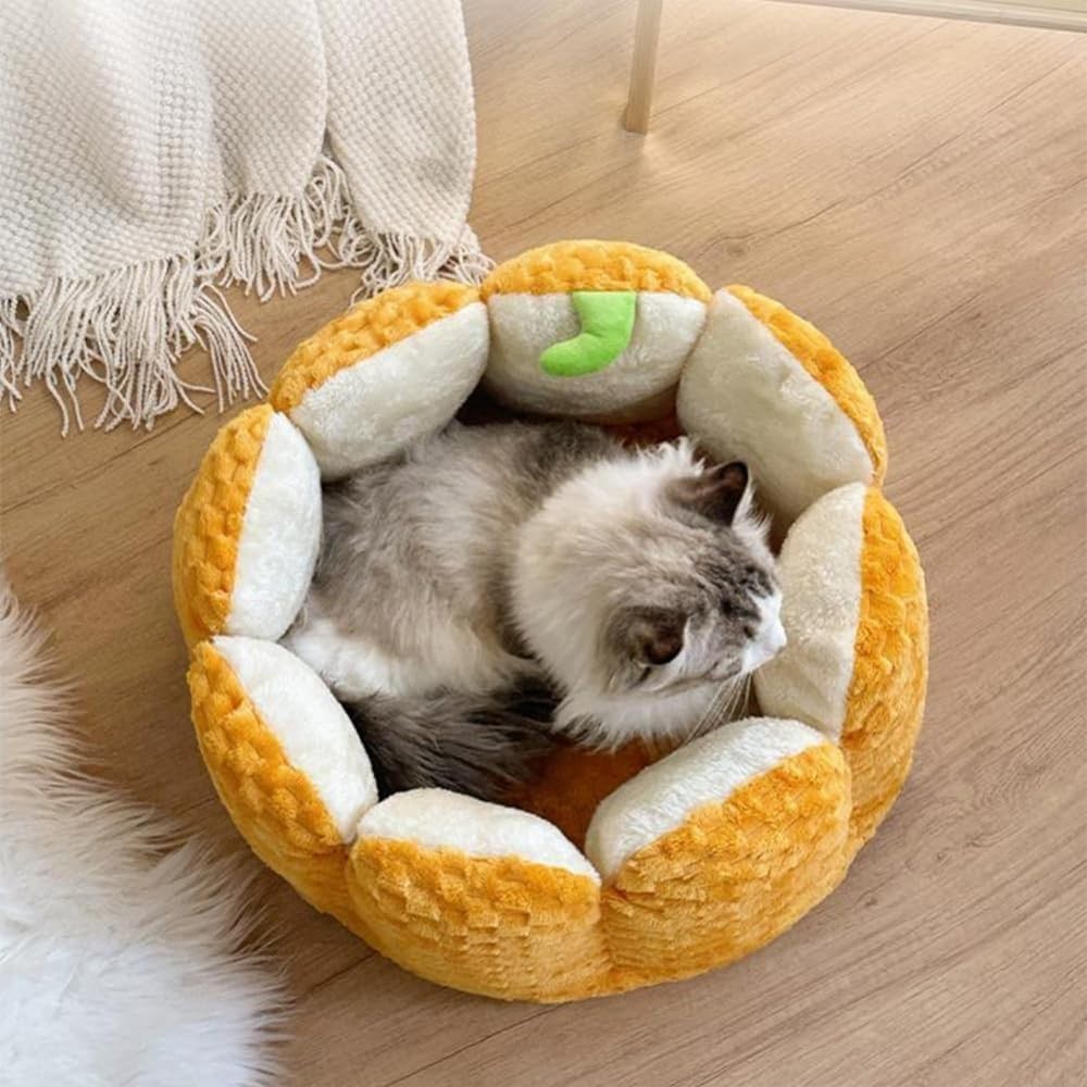 Pumpkin Cat Bed Plush Velvet Pet Cave Warm Washable Non Slip Bed