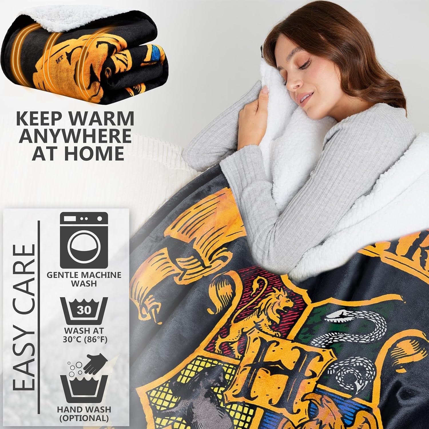 Single Electric Heated Throw Blanket 130x160cm Sherpa Fleece 9 Heat Timer