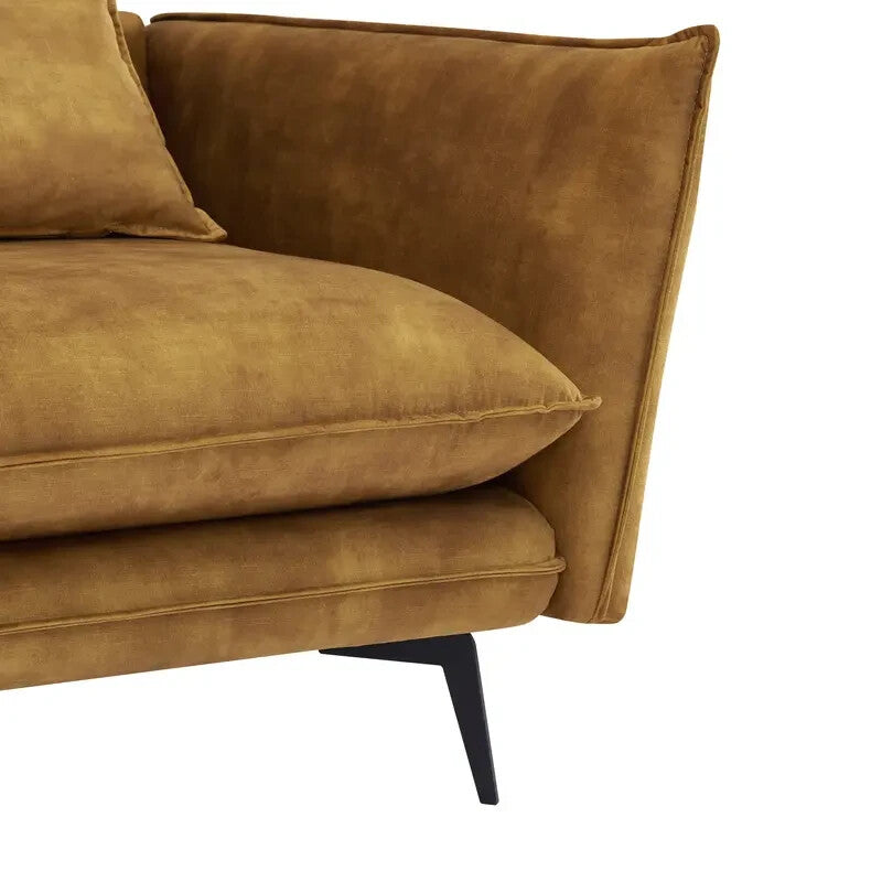 Luxury Velvet Corner Sofa Left Chaise 3 Seater Gold | Modern UK Made