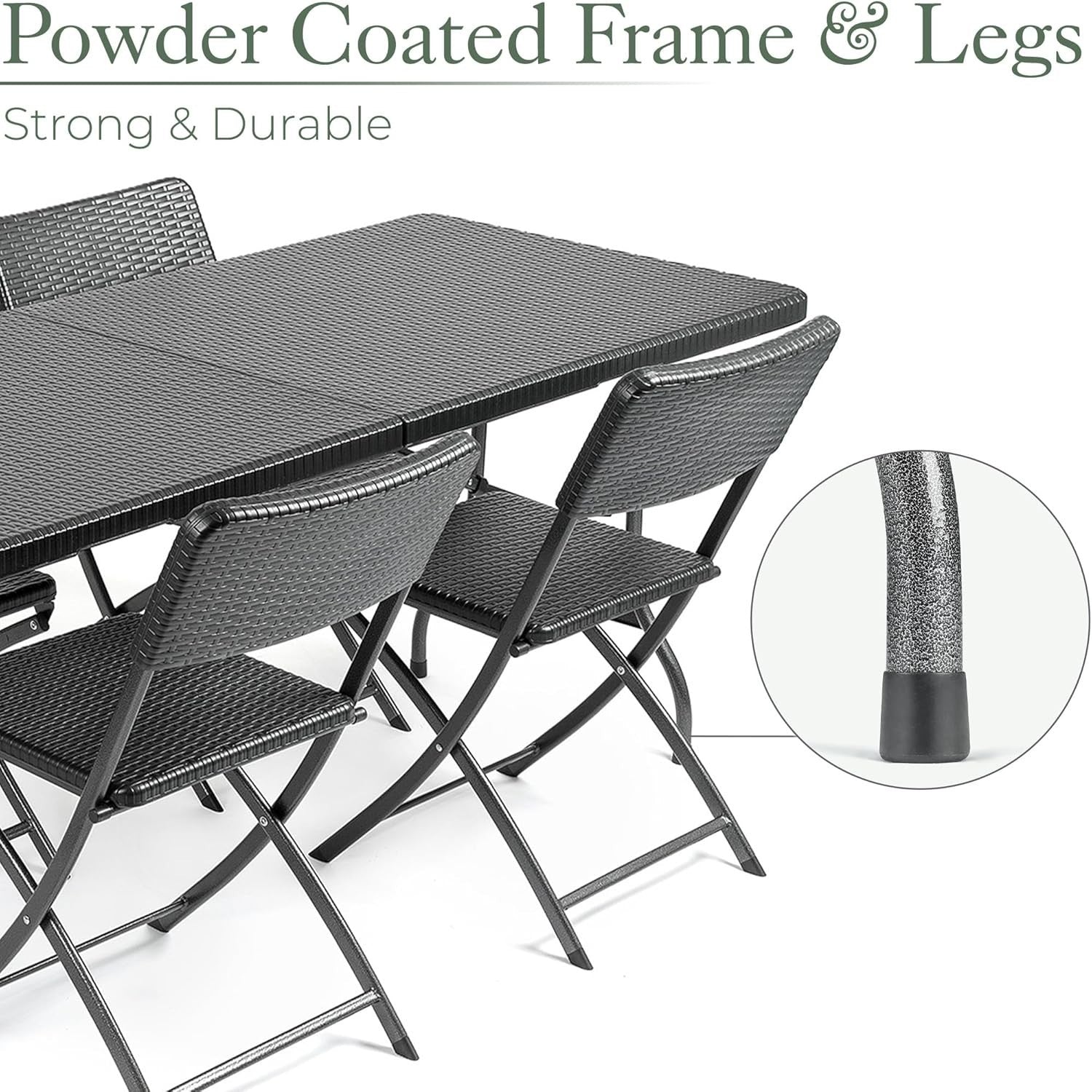 6ft Rattan Effect Folding Patio Dining Table & 4 Chairs Outdoor Garden Set