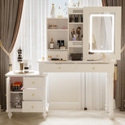 White Vanity Makeup Dressing Table 6 Drawers LED Mirror Modern Desk