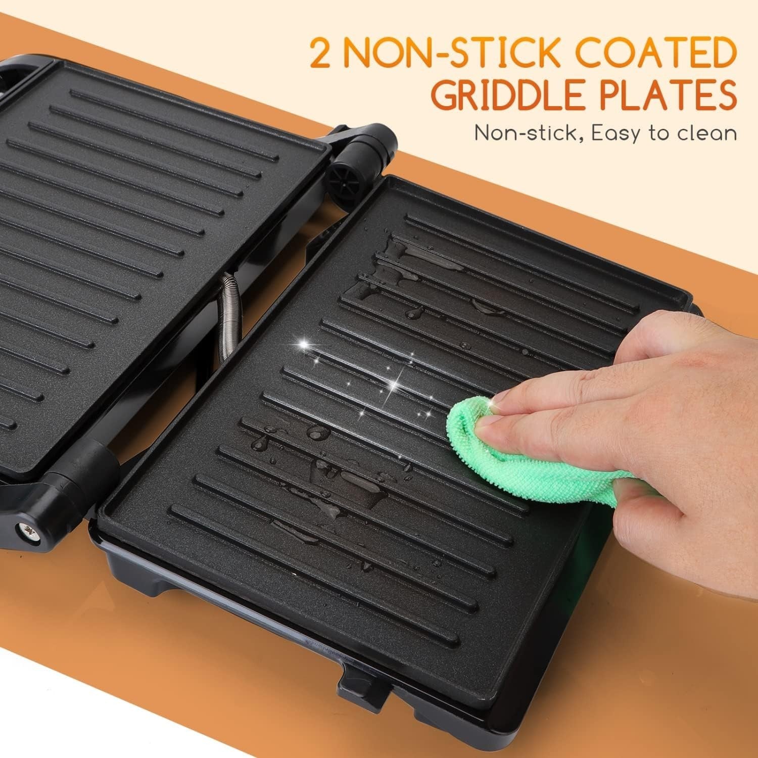 Panini Press Grill Toaster Maker Non-Stick 180° Open 800W Stainless Steel