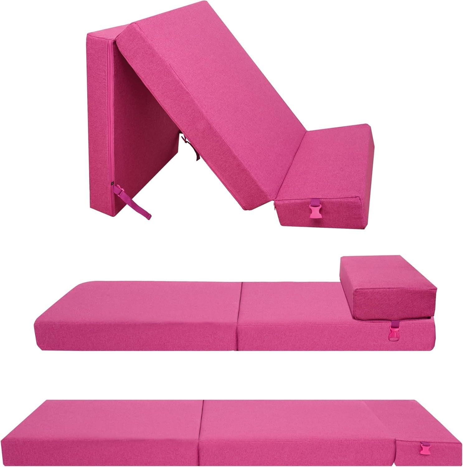 Z Bed Chair Futon Mattress Single Guest Sofa Fold Out Seat Fuchsia Pink