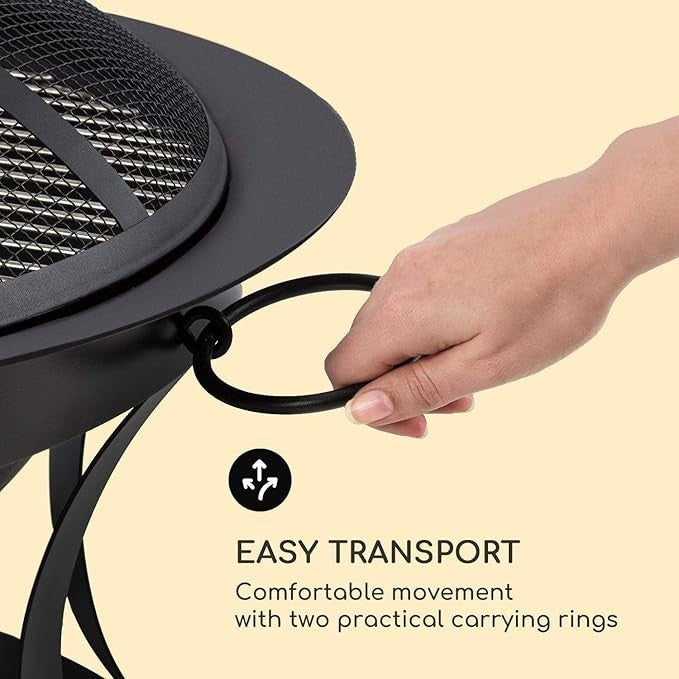 Large Outdoor Fire Pit Bowl with Grill & Spark Guard – 73cm Garden Heater BBQ