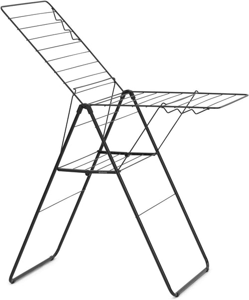 20m Clothes Airer Folding Indoor Drying Rack Adjustable Wings Matt Black