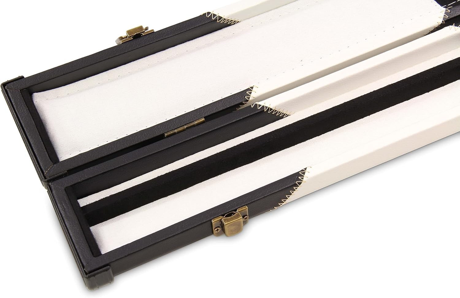 White Hard Cue Case for Snooker Pool 2 Piece Centre Joint Deluxe