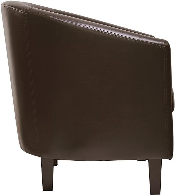 Leather Tub Chair Armchair Club Lounge Seat Faux Leather Brown
