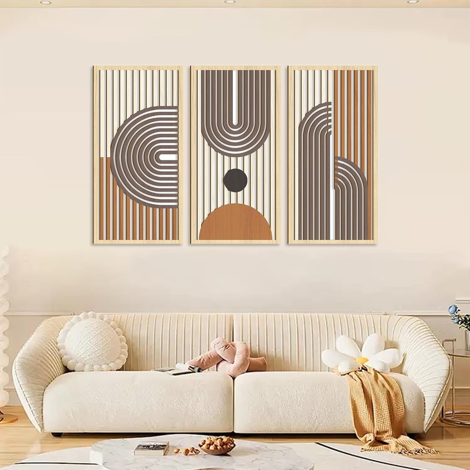 3pcs Boho Wooden Wall Art Set Botanical Hanging Home Decor