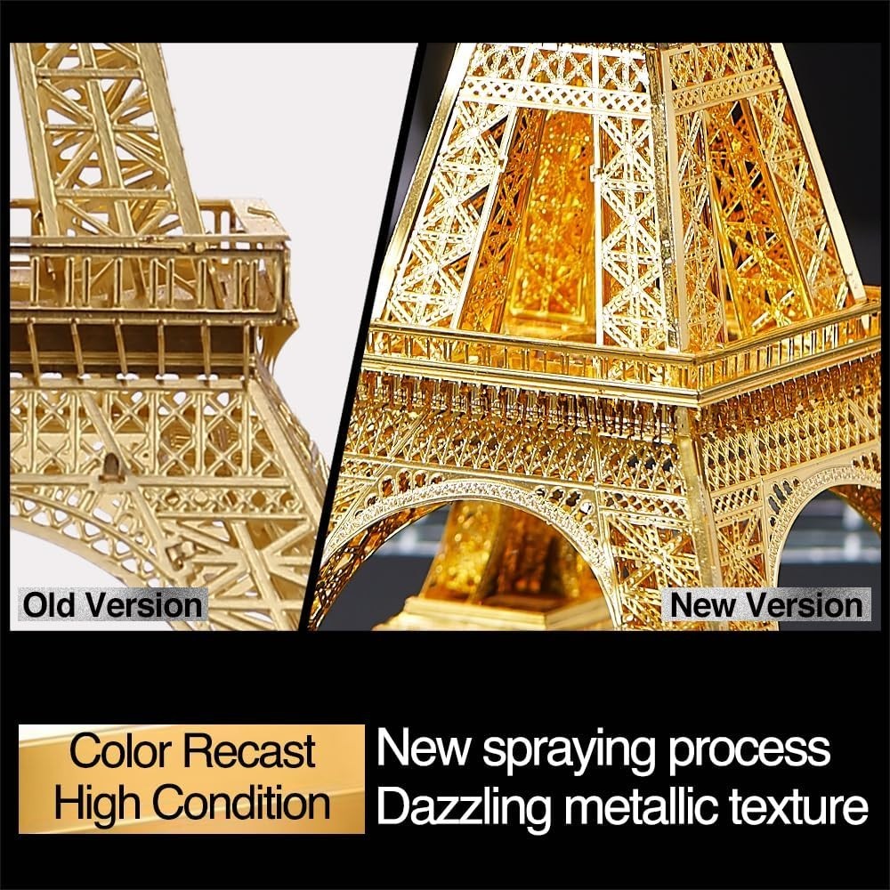 3D Metal Puzzle Eiffel Tower Model Kit, 96 pcs, Stainless Steel, Brain Teaser
