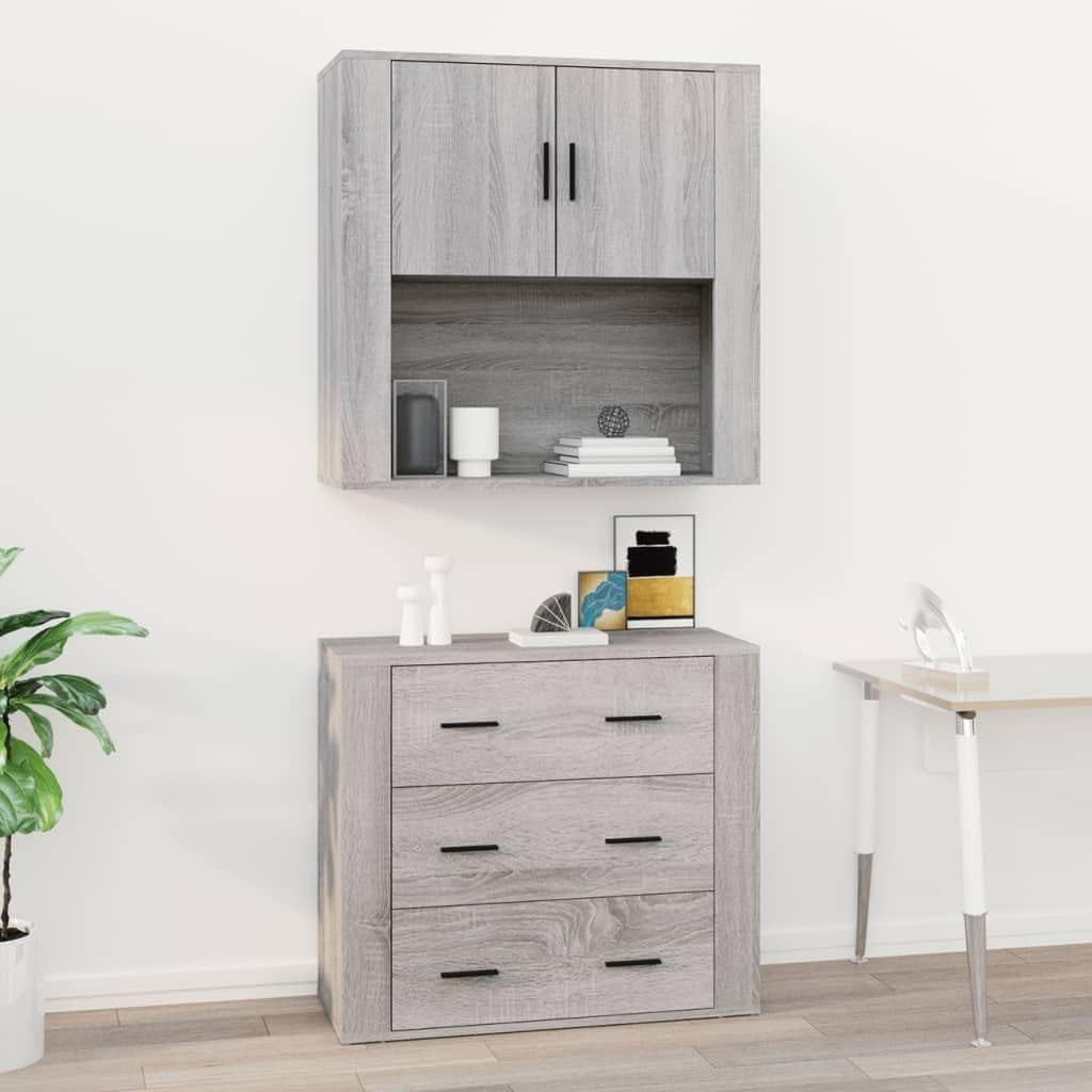 Wall-Mounted Grey Sonoma Cabinet 33D x 80W x 80H cm Dent Resistant
