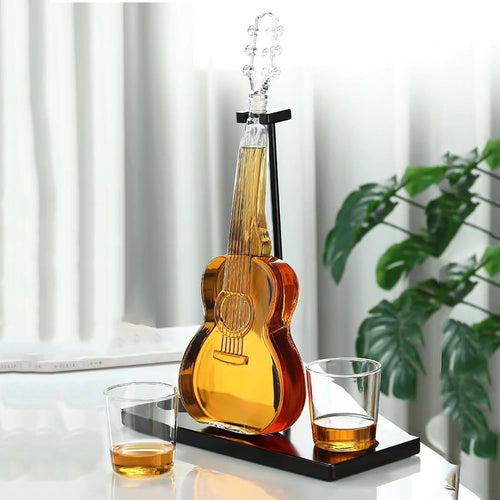 Luxury 1L Guitar Whiskey Decanter Set with Stopper & Glasses | Unique Gift