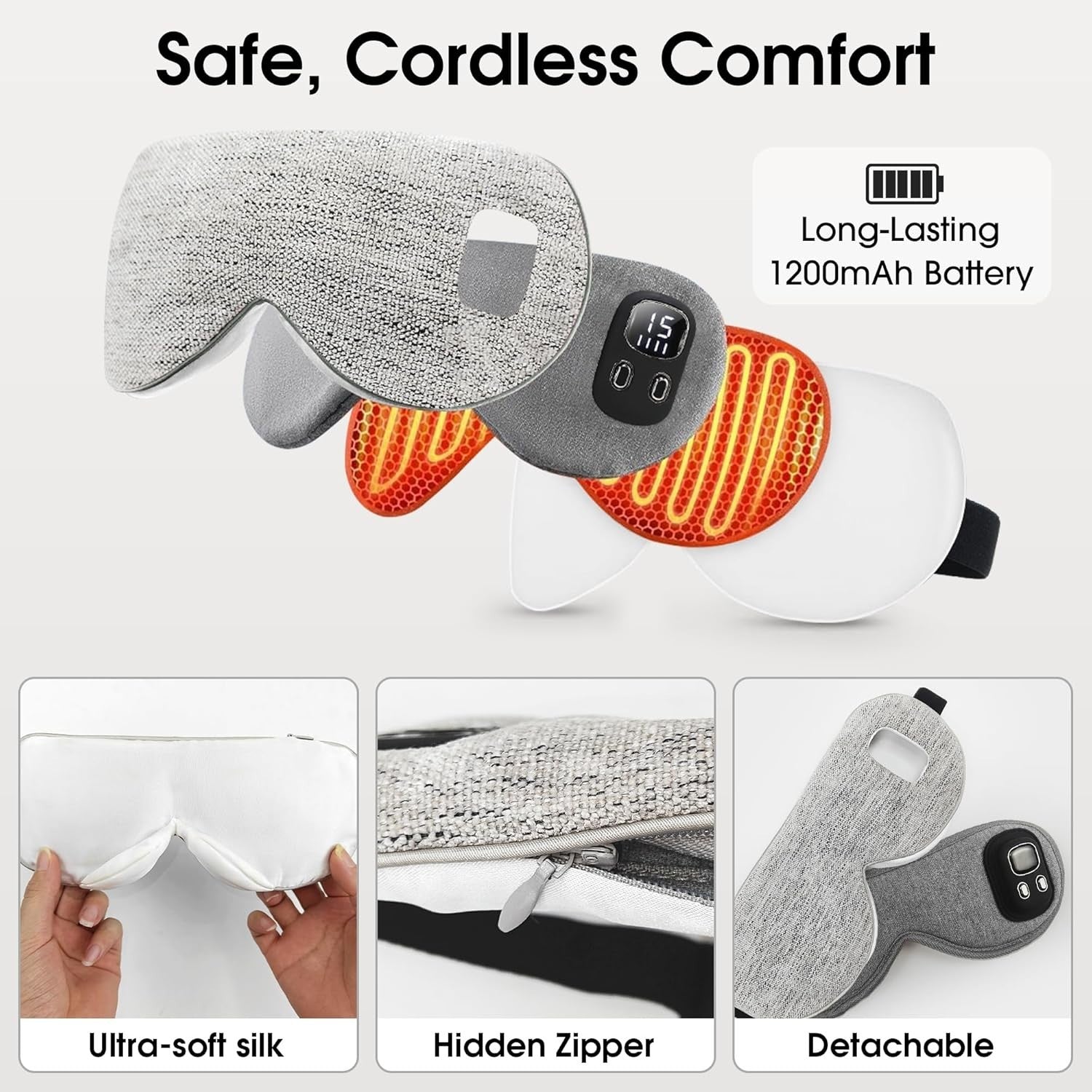 Cordless Heated Eye Mask Dry Eye Relief Sleep Blackout