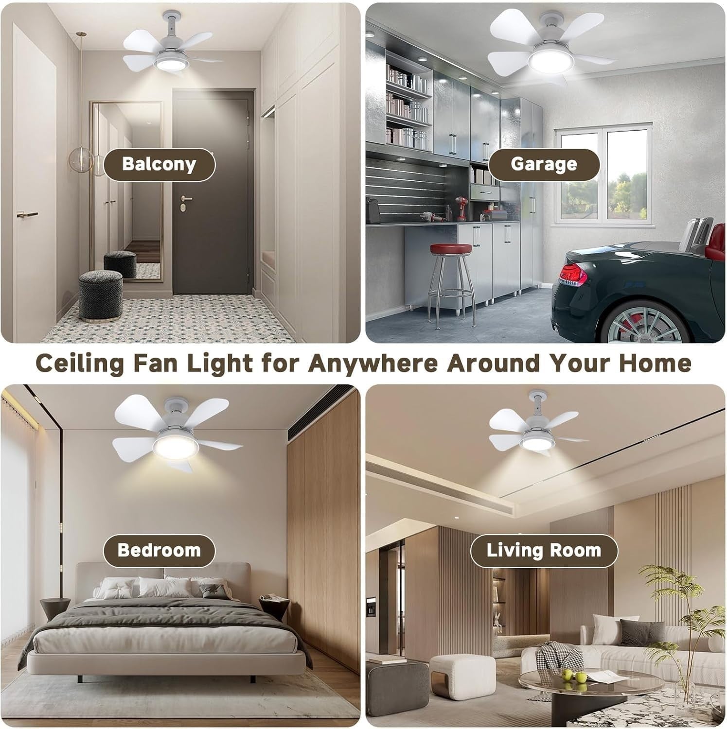 Ceiling Fan LED Light, E27/B22d Base, 3 Speeds, Dimmable, Remote Control