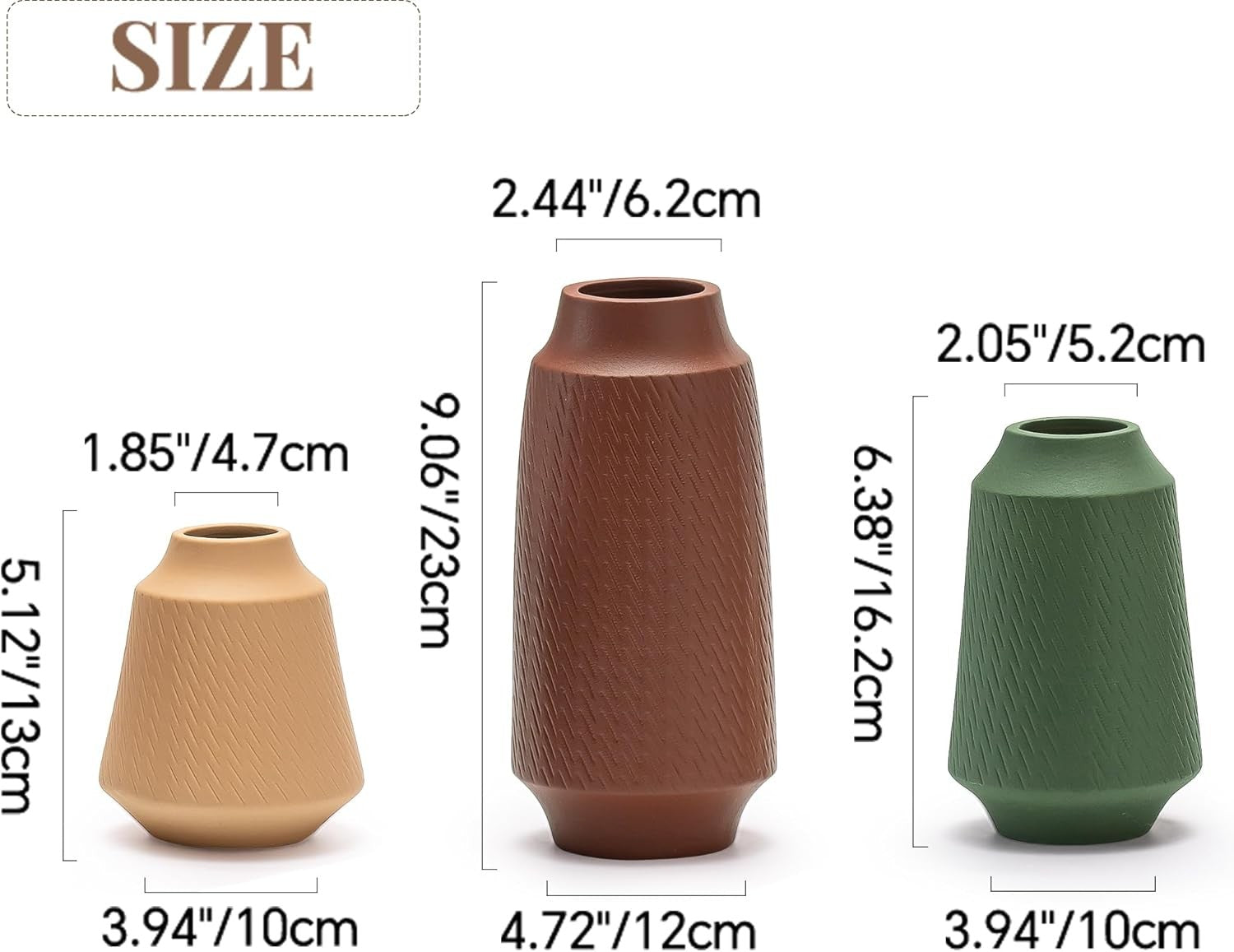Ceramic Vase Set of 3 Modern Colourful Flower Vases Home Decor