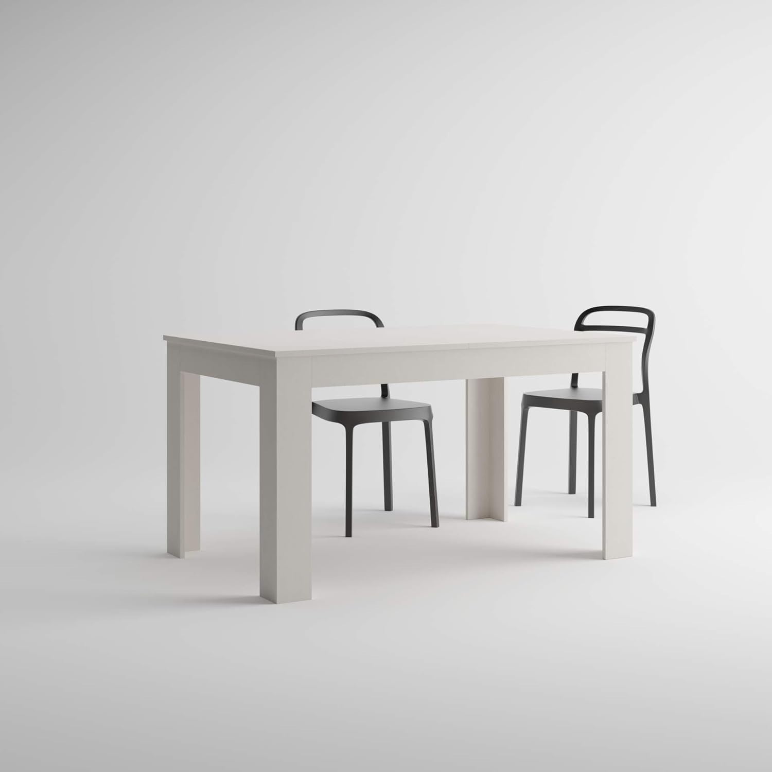 Extendable Dining Table  White 220cm Wood 6–8 Seater Modern Space Saver