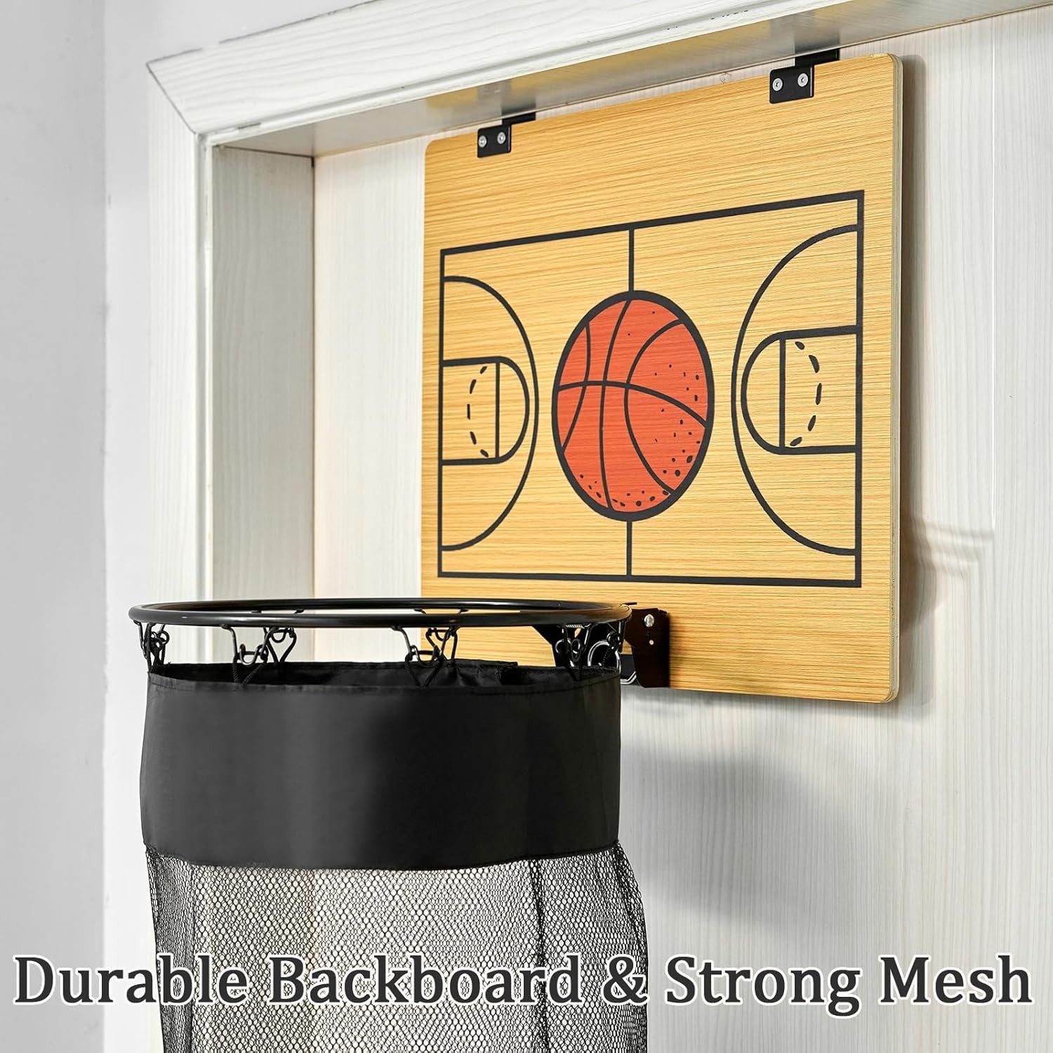 Basketball Hoop Laundry Hamper Over-Door Backboard Large Hanging Basket