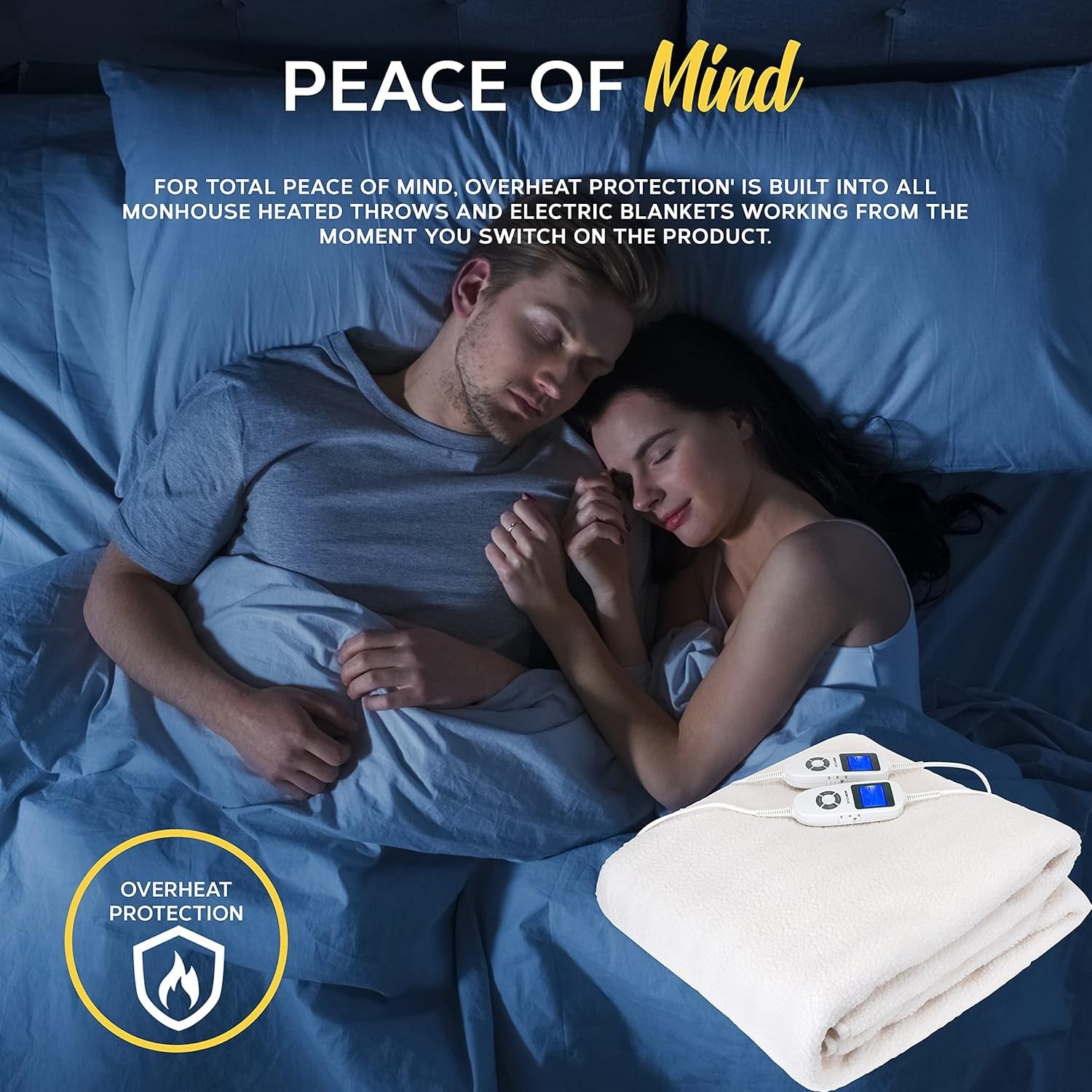 King Electric Heated Underblanket 150x200cm Dual Control 9 Heat Washable