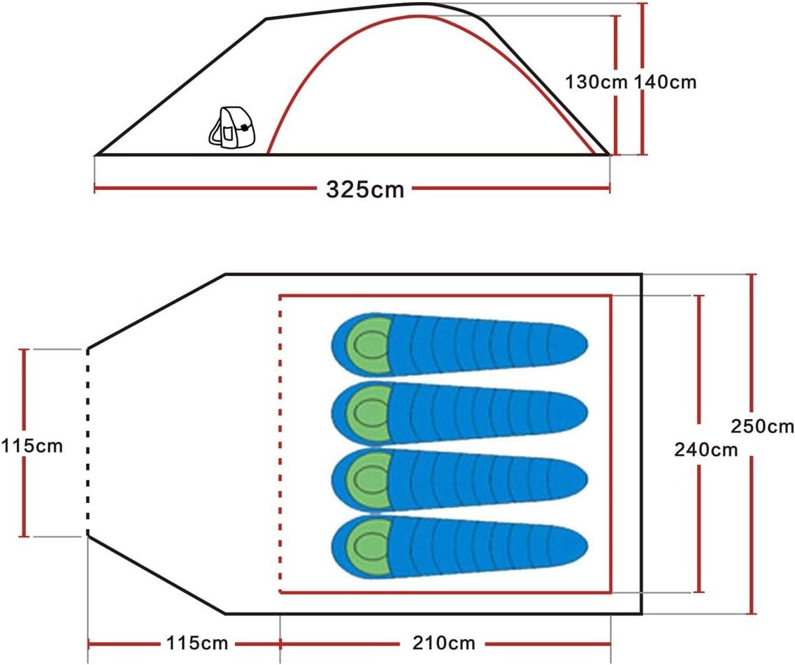 4 Man Family Dome Camping Tent Double Layer Waterproof