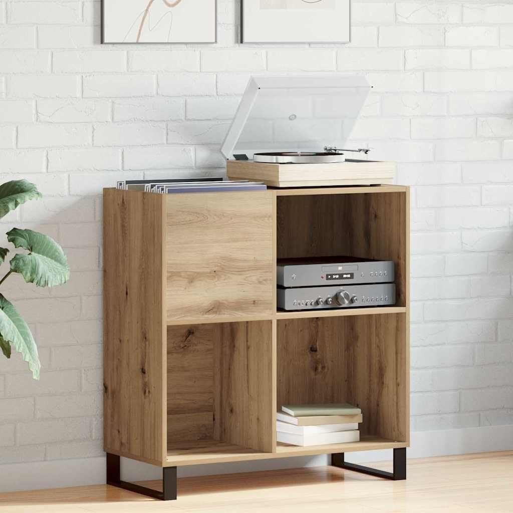 Oak Media Storage Cabinet with Shelves & Metal Legs – 89cm Wide Unit